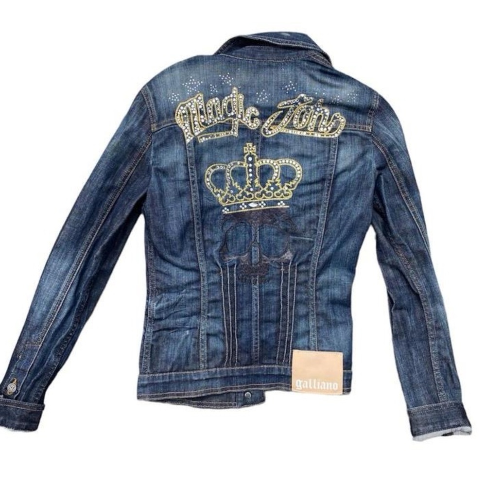 Galliano Denim Jacket with Gold Rhinestone Accents - Picture 4 of 6